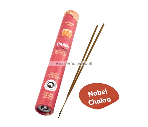 Energie - Nabelchakra - ayurvedische Räucherstäbchen -  Aromandise 100% naturrein