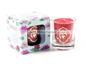 1. Chakra - Duftkerze mit naturreinen ätherischen Ölen