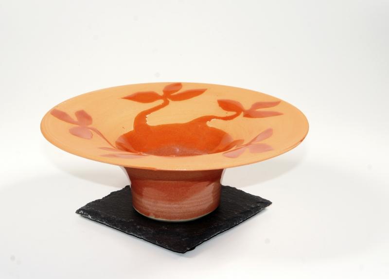 Räucherschale floral-rot getöpfert - D17x7cm
